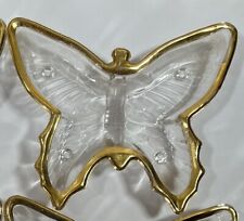 Vintage clear glass /gold trimmed BUTTERFLY DISH trinket tray ashtray candy dish picture