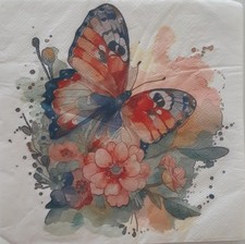 2 individual Paper Decoupage NAPKINS -BUTTERFLY ANIMALS FLOWERS COLORFUL picture