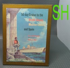 Vintage 1960 Swedish American Line Cruise Ship M.S. Gripsholm Greece Spain Sign picture