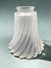 Vintage Frosted Glass Lamp Shade With Swirl Design And Flared Edges Art Deco Sty picture