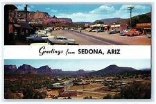 c1960's Greetings From Sedona AZ Scenic Center Of Oak Creek Canyon Cars Postcard picture