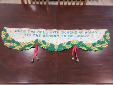 Vintage Christmas  Handmade Felt Sequined Shelf Mantle Scarf Decor picture