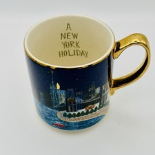 Anthropologie A New York Holiday Mug 2022 Christmas In The City NYC Gold Handle picture