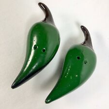 Vintage Salt and Pepper Shakers Jalapeno Chili Pepper Green Vegetable Pottery picture