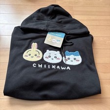 Chiikawa Hoodie Long Sleeve Size LL Black Polyester Cotton Hachiware Usagi New picture