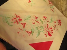 VTG. TRUE COTTON SIMTEX TABLECLOTH 50X53 NOT FADE CLEAN picture