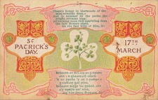 Vintage 1911 St Patrick's Day Postcard Shamrock Irish Poem Messina NY Postmark picture