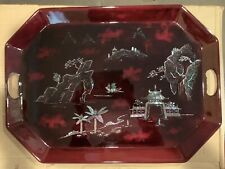Vintage Maruni Lacquerware Tray with  Mother Pearl Handles -Occupied Japan 22” L picture
