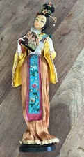 Vintage Thai Doll Kimono Bride Geisha Maiko Fan Crane Folk Craft H:15 in picture