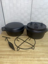 New 6 Pc Pre-Seasoned Cast Iron 5QT Dutch Oven (2) 10