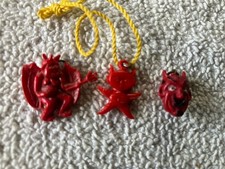 3 Vintage Red Devil Charms Gum Ball Prizes Cracker Jack Japan picture