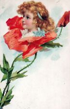 Girl In Flower Postcard - 1908 picture