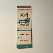 Mac's Motel Butte MT Vintage Matchbook Cover 5MB125-4 picture