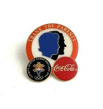 2002 Olympic Winter Games Salt Lake City Pin Coca Cola Thank You Parents Enamel picture