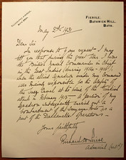 Admiral Sir Richard Henry Peirse (1860-1940) Signed Letter - Smyrna, Suez Canal picture