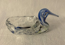 Clear & Cobalt Blue Glass Swan Trinket Dish 5