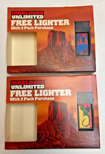 New Vintage 90's Marlboro Unlimited Set of 2 Different Collectible Lighters picture