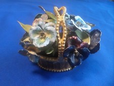 VINTAGE JANE HUTCHESON FLORAL ENAMEL BASKET picture