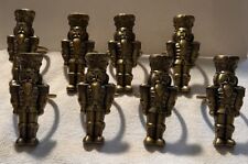 Set of 8 Pewter brass tone nutcrackers soldier Christmas Design Napkin Ring READ picture