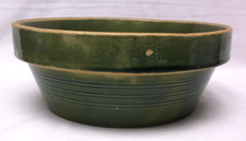 Antique Green Glazed McCoy Stoneware Flat Bottom 9 1/2