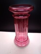 Vintage Ribbed Column Pilgrim Cranberry Pillar Art Glass Vase 15