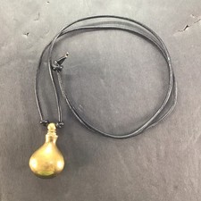 Vintage Hollow Brass Perfume Potion Stash Pendant Vial Necklace 30