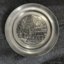 Vintage Pewter Plate Miltenberg Main Plate Wall Hanging 8 1/2