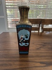Antique Brass Chinoiserie Vase, Enameled, Champleve Style, Geisha/ Seasons picture