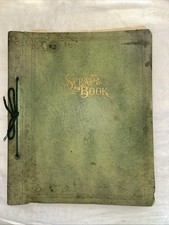 Antique Scrapbook Album W/ Magazine and Newspaper Clippings Ads, Animals & More  picture