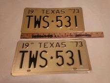 1973 Texas License  Plate Pair SET VINTAGE ANTIQUE CLASSIC  car old stock 73 picture