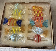 Vtg Set Of 12 Lillian Vernon Glass Candy Pieces Handcrafted w/ Original Box picture
