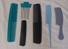 Vintage Goody Hair Combs Lot Of 6 Stylist Barber USA Turquoise  Black Blue Grey picture