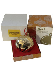 1991 Wallace Gold Plated Sleigh Bell Ornament w/ Box picture