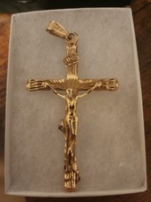 14K Gold Crucifix Cross Pendant with INRI Plaque Jesus - Christianity picture