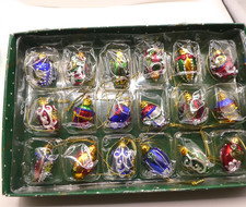 Vtg Dillard's Mini Christmas Ornaments Box of 18 Egg Shaped 1