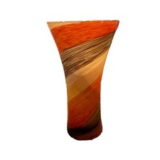 Teleflora Art Glass Vase Orange Brown Swirl - 75 Years Anniversary Edition picture