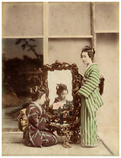 Japan, Singing Girls Vintage Print, Albumin Print Watercolor 26.5x20 C picture