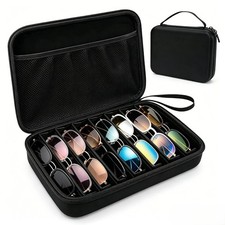 Travel Sunglasses Case 8 Slots EVA Material 11.41 x 7.87 x 2.75 Inch Black picture