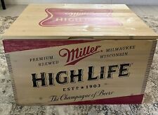 Miller High Life Wooden  Chest Cooler With Leather Handles 24” x 18”1/2 x 14”1/2 picture