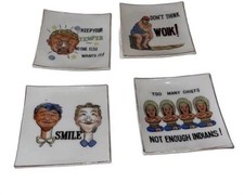 Vintage fun NOV CO Japan Ceramic Coasters Trinket Dishes funny characters picture