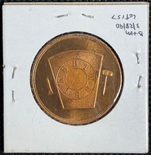 1856 Glens Falls NY Masonic Token One Penny Copper Chartered Feb 8 picture