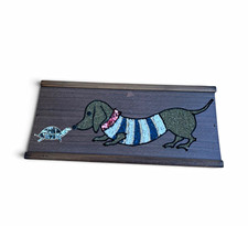 Vtg 1960s Mid Century Gravel Mosaic Art Dachshund Dog Striped Sweater Turtle MCM picture