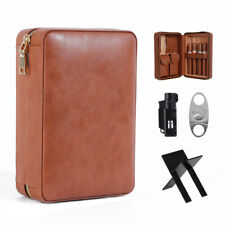 Cigar Travel Humidor Case, Leather Cigar Case with Cigar Cutter, Cigar Lighter picture