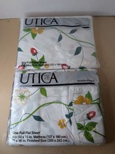 Vintage 70s Utica Strawberry Patch II Full Fitted Flat Sheet Set NEW Spring NOS  picture