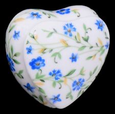 Limoges France (LEC) LeClair Porcelain Blue Floral Puff Heart Trinket Box 2