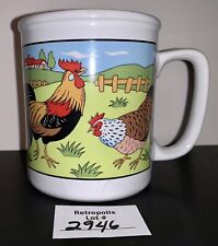 Vintage Rooster Hen Ceramic Stoneware Mug Coffee Tea Cup picture