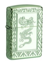 Zippo 49054, Chinese Dragon Deep Carved Armor High Polish Green Lighter, NEW picture