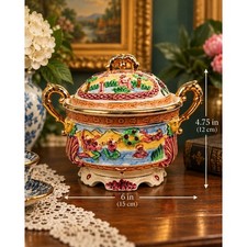 Vintage Made in Japan Hand Painted Porcelain Lidded Tureen Gilt Handles picture