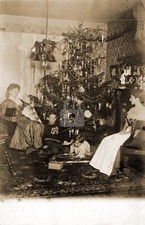 c. 1910 Christmas Morning Boys Train Set RPPC Photo Postcard COPY picture