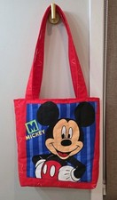 Reworked Vintage Mickey Mouse Tote Bag Heavy Canvas Double Sided Vaulted 15